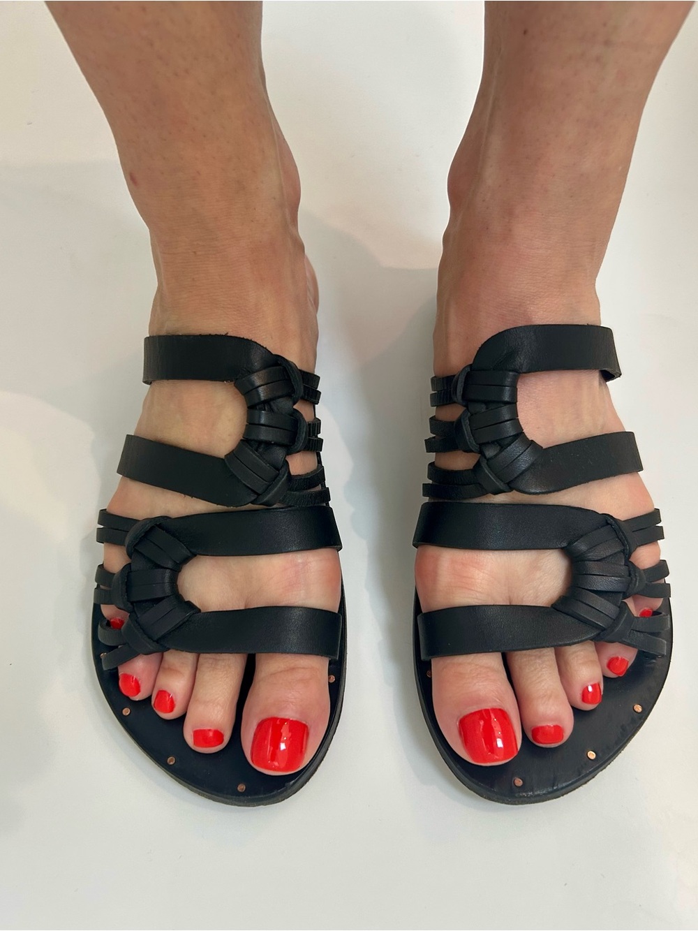 beek Black Strappy Knot Sandals